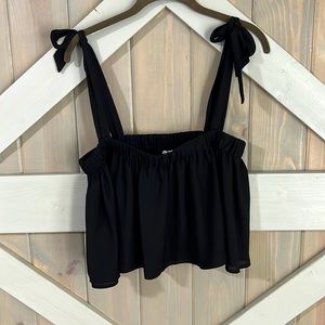 Show Me Your MuMu black crop with shoulder ties